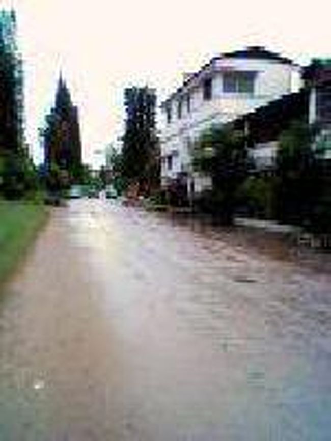 [２００７/３/１８]　(ホテル前の道路)<br /><br />行ってみると、ホテルは満室ということでした。とにかくここのロビーで１夜を過ごすことにして、ドライバーには4000アリアリのところ5000アリアリ渡して帰しました。タクシーが去っていくと、いきなりフロントが１部屋空きがあるから待つように言ってきました。なんのことはない、この国では、お客を連れて行くとタクシーの運転手はチップを要求するのが習慣なんだとすぐ気がつきました。