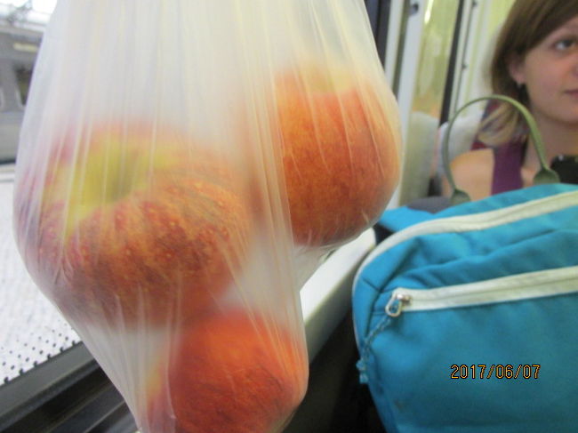 落ち着いてきたので、先刻スーパーで買ったリンゴを取り出す。