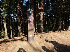 「物見山」山頂(375m)の標識。　　10：44到着！

※「物見山」というが、展望なし！