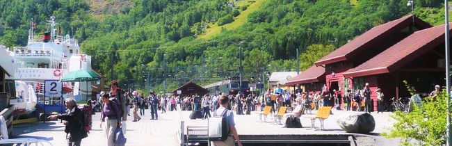 フロムではフロム鉄道も待ち受けており、観光客で大賑わい。<br />