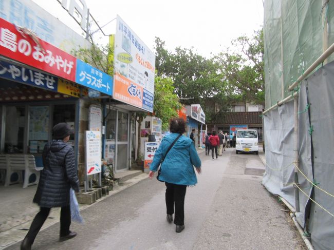 8時にホテルをバスで出発。10分ほどで川平湾に到着。川平公園の展望所に向かう。