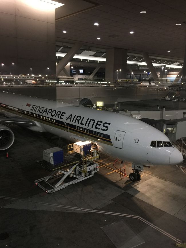 深夜発のSQ 香港経由シンガポール行き♪