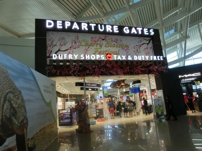 出国審査の係員から『バリで何食った？』と訊かれ、『ナシ・ゴレン』と答えると、『次は他の物も食べてね』だって。免税店ストリートに入ります。