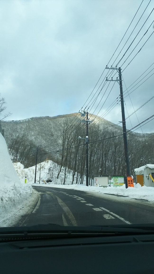 鬼怒川温泉の辺りから、雪が増えてきました。この写真は、もうは少し山に入ったとこ。晴れていたので、まだ運転も安心?