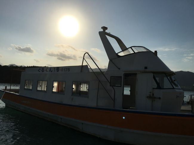 このグラスボートに乗った。<br />逆光でグラスボートがよく見えないけど。