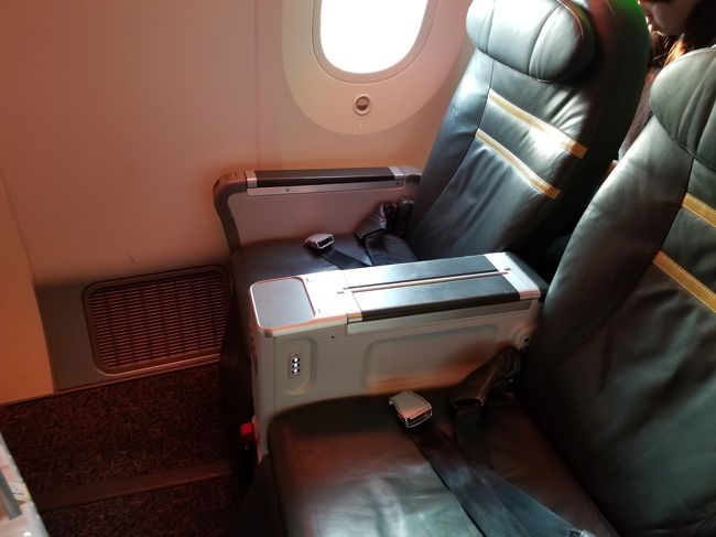 予約が早かったので、1Hと1Kを押さえることが出来ました。<br /><br />一番前の席なので、これまたストレスフリー。<br /><br />通常は1Aが一番良い席と言われているようですが、この便は1Aの前にトイレがあるので、反対側の1Kの方が落ち着けると思います。<br />シンガポールからバンコクまでは1Aにしていたのですが、1Kの方が良かったです。