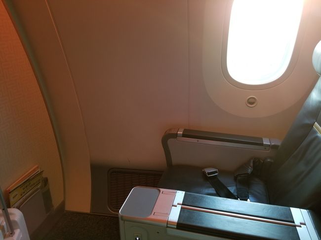 165㎝の私が、足を伸ばしてギリギリ前の壁まで届くかどうか、という感じ。<br />余裕の広さです。<br /><br />ですが残念な事に、あまりシートが倒れないのですね～。<br />シートの角度はレガシーキャリアのエコノミーくらいです。<br /><br />エアアジアのライフラットくらい倒れたら良いのですがね。<br />でも、エアアジアの方がお値段が高かったのです。<br /><br />足下はレッグレストはあるけどフットレストが無い状態。<br />フットレストがある方が足が疲れないので、それも付けていただきたいところです。