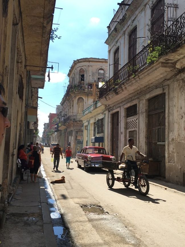 キューバの人の暮らしをみながら、港の倉庫街へ。<br />途中で、「イチロースズキ！」とか、<br />「Where do you come from?」とか、結構話しかけられます。<br /><br />でも、その後に、某国のように「いい土産物あるよ！」とか、<br />「いいレストラン紹介するよ！」につながらず、<br />ただただ、コミュニケーションを取りたいだけみたいです。