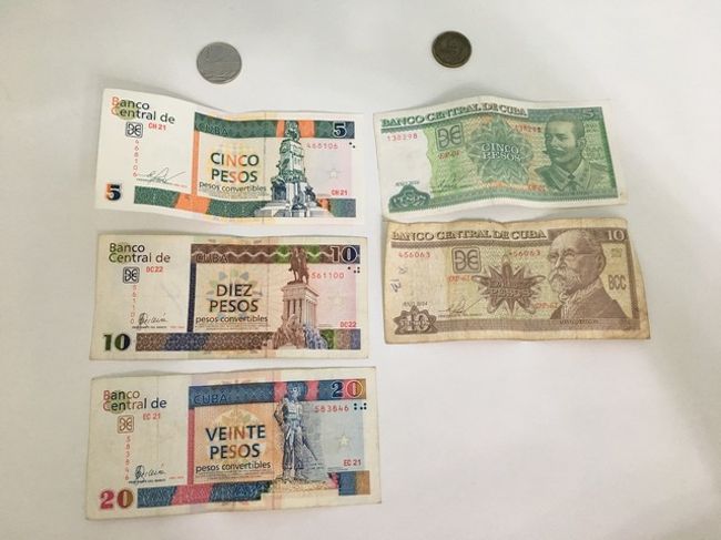 アパートメントに帰ってきました。<br /><br />ここで、お金をちょっと確認してみる。<br />（手持ちがない紙幣・コインもありますが）<br />左側が外国人用のCUC。<br />右側がキューバ国民用のCUP。<br />印刷や紙の質が結構違います。
