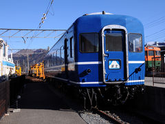 駅構内には、ブルートレインテラスと言うものがある。
その名のとおり、かつてブルートレインとして活躍していた車両が保存展示されている。
この日は、中にも入れるようになっていたので、見学することに。