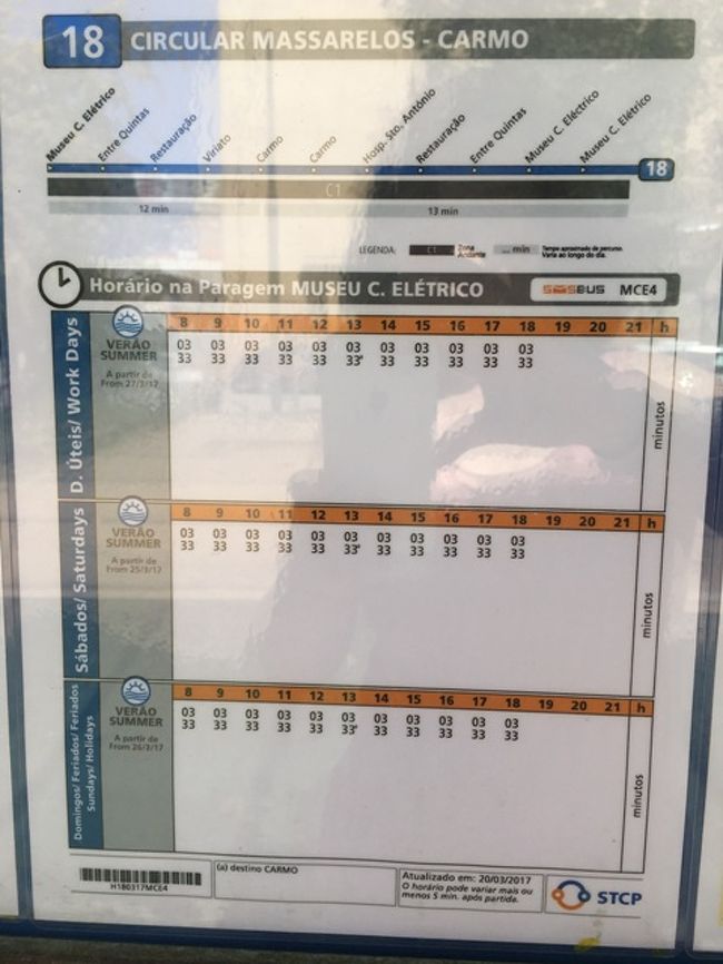 １８番線のCARMO教会行きです。1時間に2本。