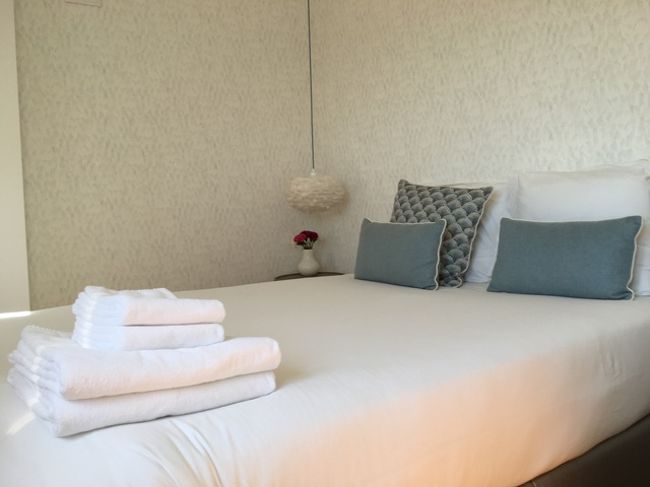 朝撮影のメインベッドルーム。　