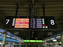 郡山駅での乗り継ぎに合わせると東京駅は7時台の列車から始まります。
ここから最初の乗継ぎ駅宇都宮駅に向かいます。