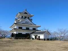 館山城。快晴の青空に映える。模擬天守なので史実に基づいて復元されたものではなくて、天守閣風博物館というところ。中には里見八犬伝関係の展示がある。大人400円で、近くの館山市立博物館にも入れる。