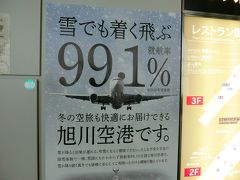 旅の始まりは、雪の旭川空港から。
新千歳空港から台北に直行便があるのですが、大雪・吹雪で欠航が多いので、飛ぶ確率の高い旭川から出発です。
実際、この日も吹雪いていたのですが、問題なく離陸しました。
