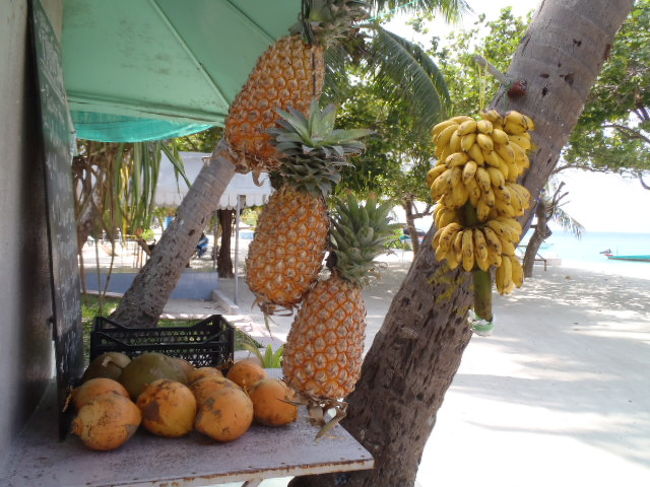 又、完熟バナナにパインアップルなど・・・<br />よく売れていたのがココナッツのジュース？<br />私達も木陰の下で休憩するとき喉の渇きを癒やしていました。<br />ココナツ１個＝US$２