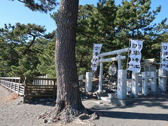 天女が羽衣を掛けた松の木『羽衣の松』
（二代目）の横には、羽車神社。
羽車に乗って三保の浦に降臨した神の
離宮として設けられたと伝わるそうです。