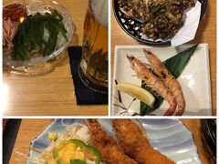 夕食は『亀吉』さんへ。
(予約しておきました)

かんぱーーい！！
久しぶり、オリオンビール(^^)

海ぶどう
もずくかき揚げ
車えび塩焼き
車えびフライ

車えびは4本単位でのオーダーなのですが、2本ずつで対応して下さいました。
ありがとうございます。