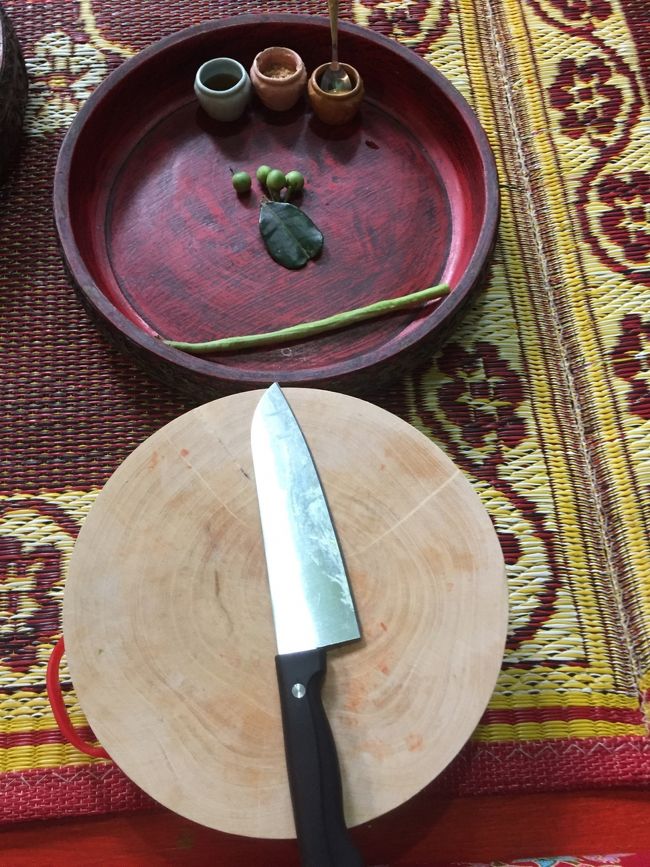 パネンカレーの食材。<br />小さいナス、バイマックルー、インゲン。