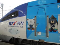 翌朝。いよいよ平昌へ向かいます！

今回のオリンピックのためにソウル駅から延伸された新しいKTXの路線です。

マスコットの「スホラン」（左）と「バンダビ」（右）がとてもかわいいです。