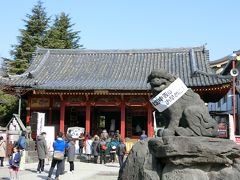 隣の浅草神社。「確定申告はお早めに」というキャンペーンに協力する狛犬さん。