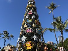 ３３回目のツリーはホノルル動物園がテーマです。
ハワイらしくヤシの木とクリスマスツリー。
青空によく映えます。