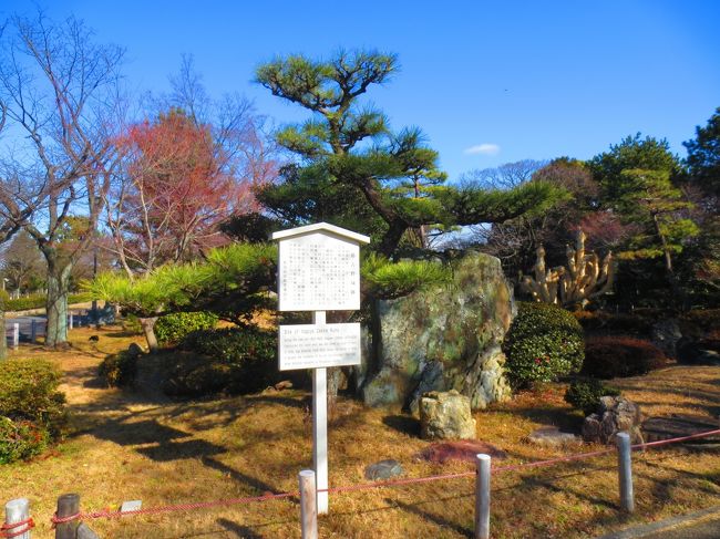 ガイドさんがまず案内してくれたのは那古野城跡。<br /><br />今川氏親が築いた城の跡地が名古屋城二ノ丸にあった。織田信秀は1538年にこの城を奪い居城としたが、1542年ごろに古渡城を築城し、そちらに移った。後、嫡子であった信長が那古野城に居城した。<br /><br />ガイドさん曰く、那古野城の奪還こそが今川が西へ軍を進めた原因であり、上洛が目的ではなかった。しかし、結果はあえなく桶狭間で信長の命をとられてしまった。