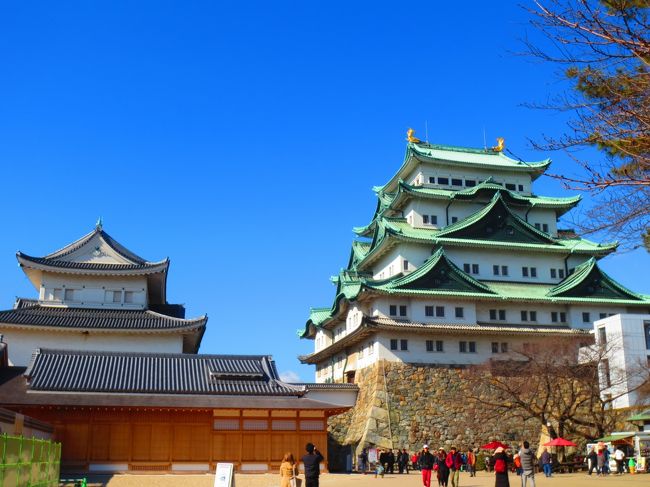 名古屋城の天守は江戸城に次いで大規模なもの。瓦を使うとその重みに耐えられないから、薄い銅板を使用した。