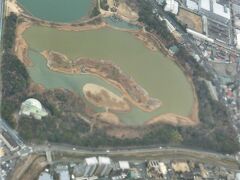 飛び立ってすぐに、昆陽池公園が見えた。
水不足で、日本の領土が拡大していた。