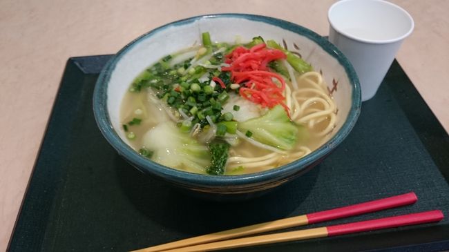 レンタカーを返却し、空港で島野菜そばの夕食。
