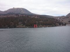遠くに《箱根神社》の水中鳥居。