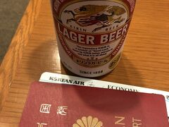 大韓ラウンジにて出国ビール