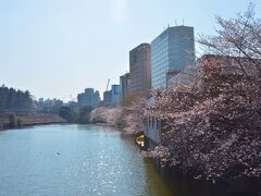 　高齢の母と２人連れは久しぶり…
　先ずはホテルへチェックイン前のランチ
　桜で満開のJR市ヶ谷駅前の景色
