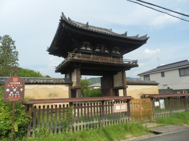 旧奈良監獄から西へ200mも歩くと般若寺に着く．<br />2014年7月に来て以来だ．<br />創建629年とされる古刹，山号法性山．<br />本尊文殊菩薩の真言律宗寺院，所在地奈良市般若寺町．<br />開門時間9時～16時半，拝観料\500．<br />写真は敷地外から見ることができる楼門．<br />鎌倉前期の建造，一間一戸楼門，入母屋造，本瓦葺，国宝．