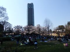 お花見の人たちがたーっくさん来ています。
こんな都心にも大きな公園があるのが東京の良いところ。