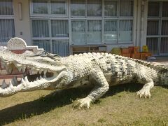 ちなみに、駐車した《かすみがうら市森林公園》の駐車場には、なぜか大きなワニの置物が。