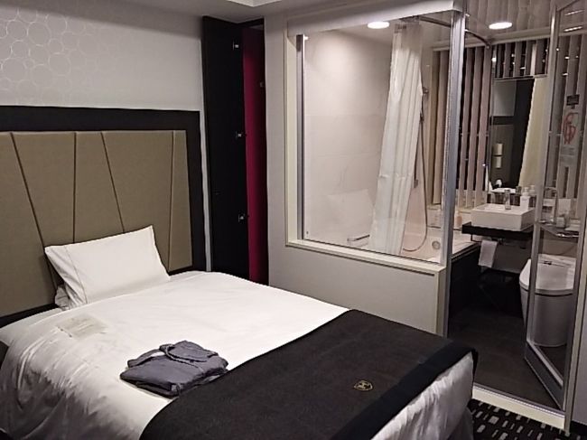 羽田空港国際線ターミナルにあるホテルで、毎回利用しています。<br />寝るだけなのでいつも安い部屋を予約してますが、飛行機が見えるフロアにupしていただきました。<br />晩ごはんは時間が遅くてクローズしてるお店が多くセブンイレブンで調達し、<br />空港に送ったスーツケースを引き取りに行ったら、当日しか受け取れないとのことでした。<br />翌朝９時過ぎ出発なので夜のうちに欲しかったのですが諦めました。<br />着替えもスキンケアもスーツケースの中( ･᷄д･᷅ ）<br />アメニティにミキモトさんのスキンケアがあったので助かりました。<br />早起きしてスーツケースとレンタルWiFi受け取って部屋に戻り、出発準備してチェックアウトしました。