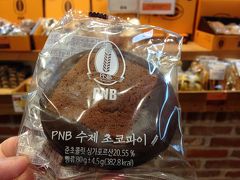 韓屋村をぶらぶら。
オフシーズンだからか，夜だからか人が少ない。
PNBのチョコパイ，ずっしり。