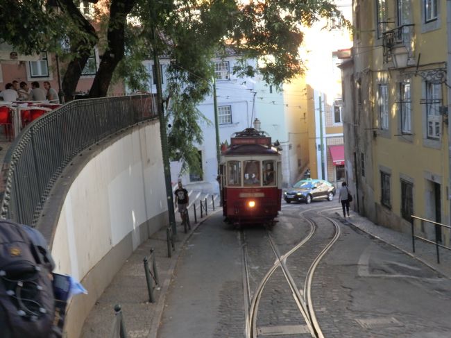 ものすごく狭い道幅のところを、市電、車、歩行者が通ります<br />運転技術がすごい…