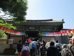 　入国審査のスタッフが３人で手続きに遅れが出ました。ようやく下船しバスに乗り梵魚寺に着きました。
　梵魚寺（ポモサ）は、釜山の北のはずれ、金井山の麓に位置しています。韓国５大寺院にも数えられる由緒正しい寺で、禅寺の総本山です。