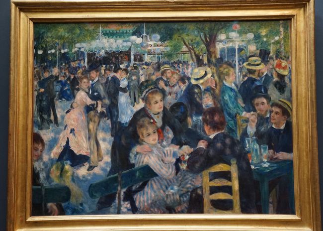 ちなみにこちらがその「ムーラン・ド・ラ・ギャレットの舞踏会」、平成28年のルノワール展（国立新美術館）で初来日しましたが、オルセー美術館の所蔵です。<br />※本作はプーシキン美術館展には展示されていません。