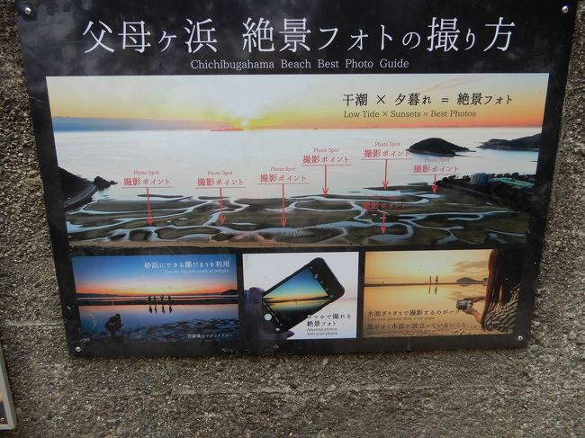 引き潮と夕日が沈むころ