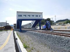旧JR山田線は三陸鉄道に移管譲渡され、2019年の再開目指し工事中。写真は山田駅。