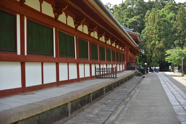 東大寺大仏殿の西側の壁を南へ。東大寺大仏殿の入り口へ向かう。
