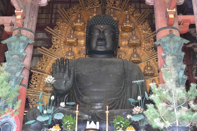 大仏。毘盧遮那仏。仏様は上位になるほど何も持たず裸に近くなる。