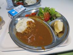 13:15　よこすかポートマーケットで「海軍カレー」を食べました。
牛乳がセットで提供されるのが特徴。1100円（税込み）
味はいたって普通のカレーでした。
