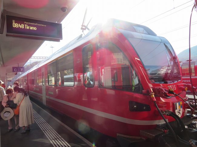 今日は、ベルリナ鉄道で終点のイタリア：ティラノへ約2時間30分の電車旅