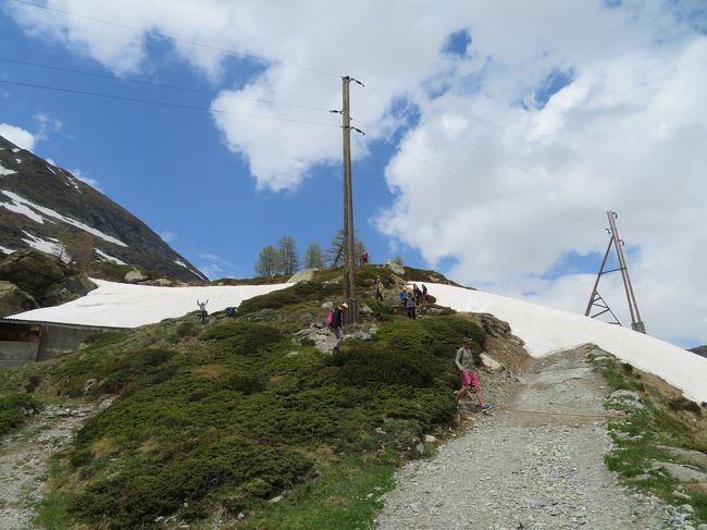 反対側より　家族連れのパーティーとすれ違う