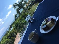 本日の宿「エグゼス石垣島」へやってきました。
チェックイン時間より早くついてしまい、アフタヌーンティーのサービスを受けながら待ちます。