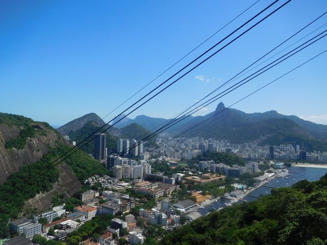 最初のロープウェイは途中のウルカの丘までです。リオデジャネイロの海岸沿いの街並みと山々の素晴らしい眺望です！
